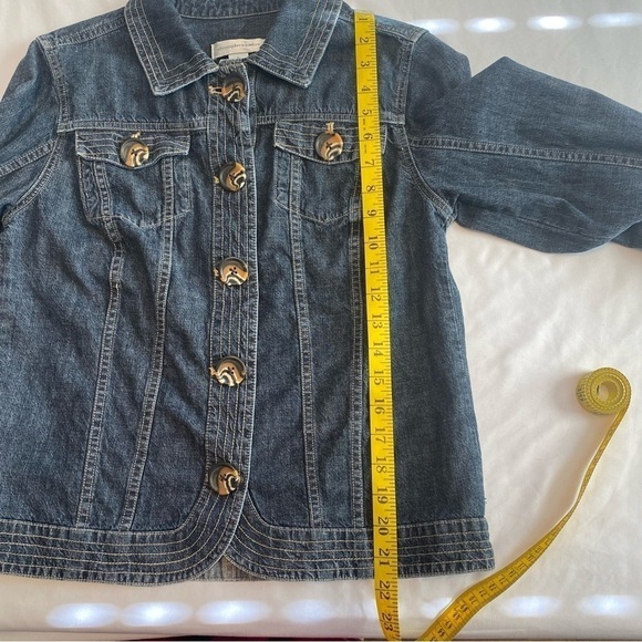 Christopher & Banks Denim w/ Animal Print Buttons & Double Topstitch Size S - Picture 8 of 9